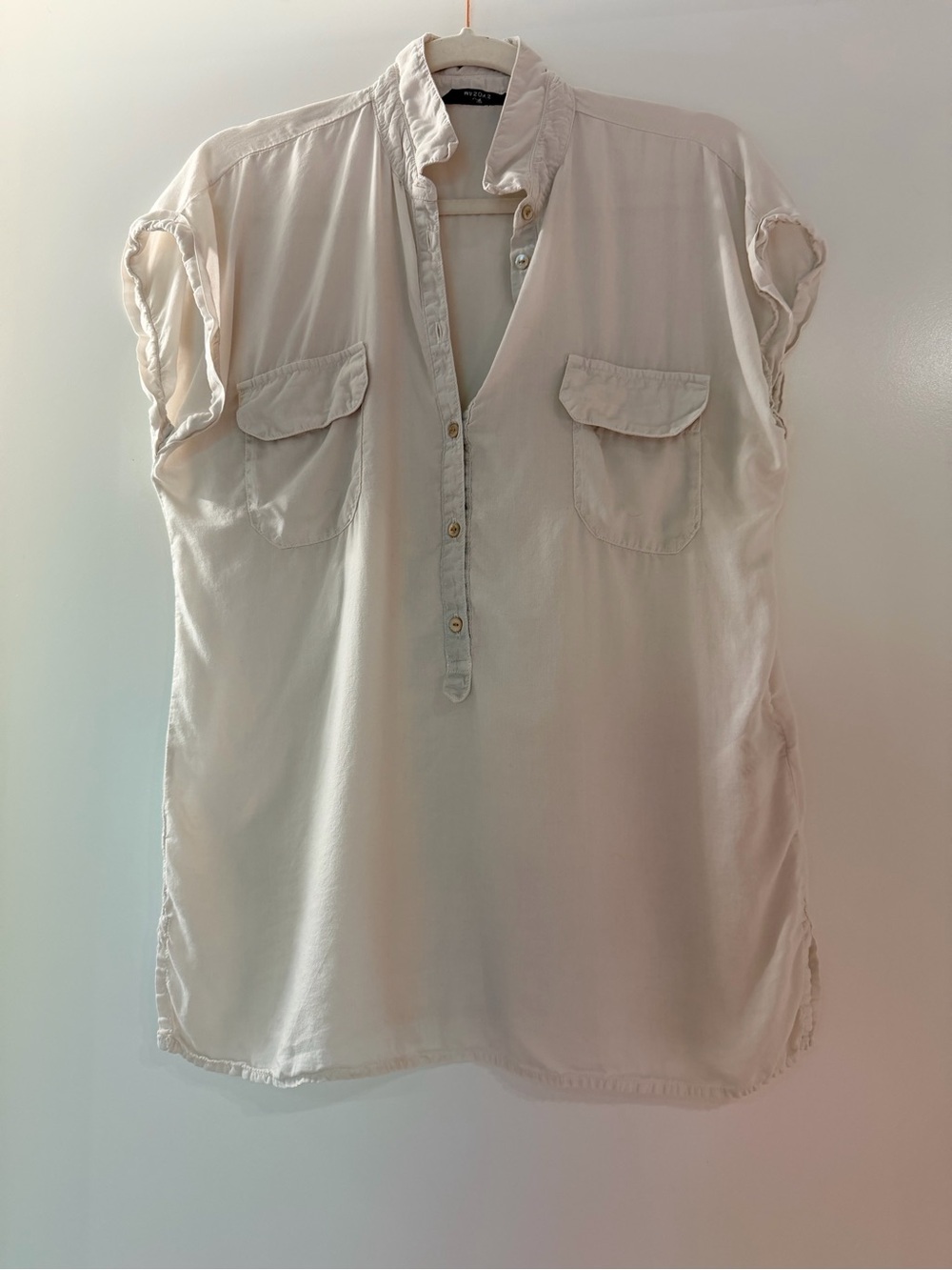 Mason Lightweight Cream Button-Front Utility Top